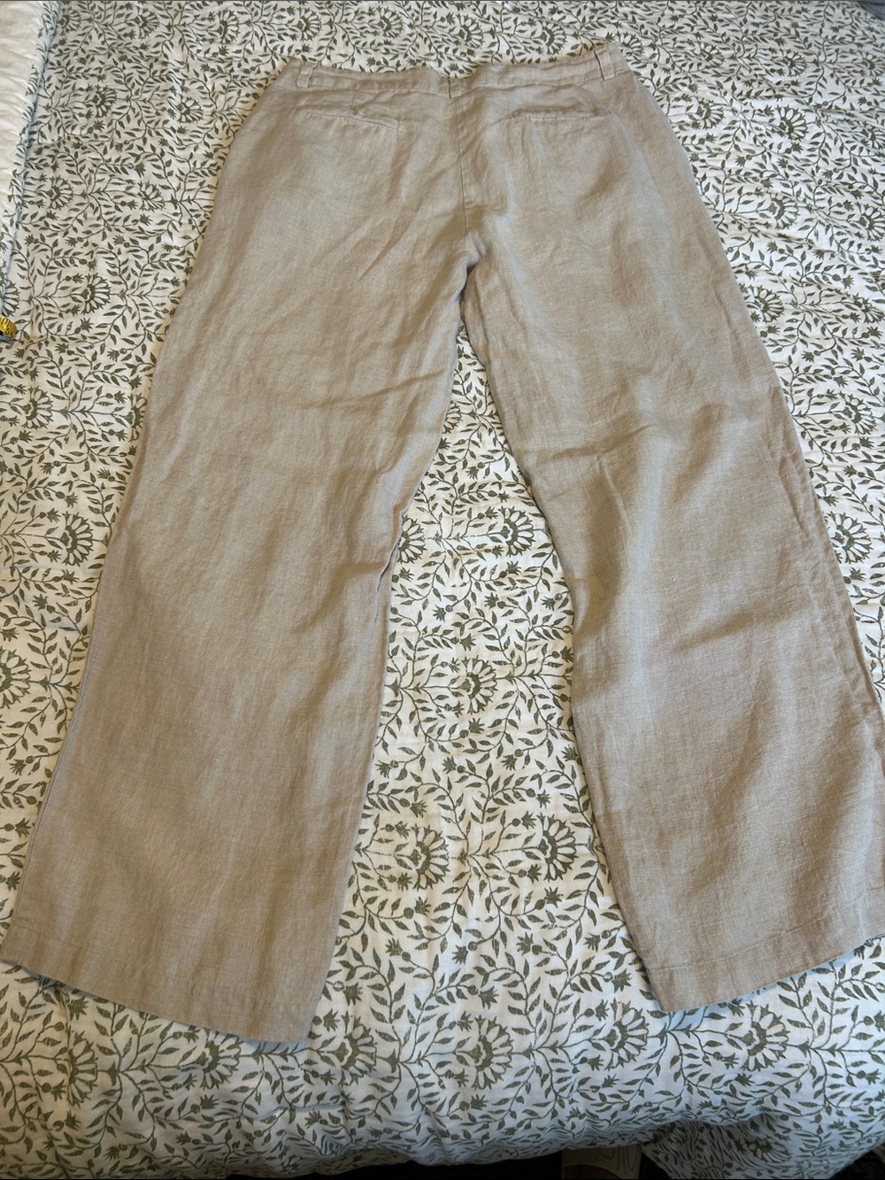 Eileen Fisher Linen Wide-Leg Pants in Light Beige - Picture 7 of 9